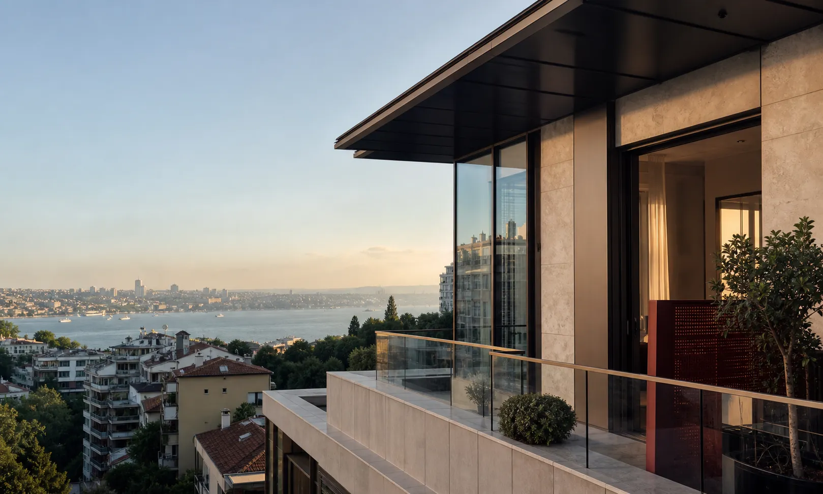 İstanbul konut dokusu ve modern bir apartman terasını gösteren temsili mimari görünüm